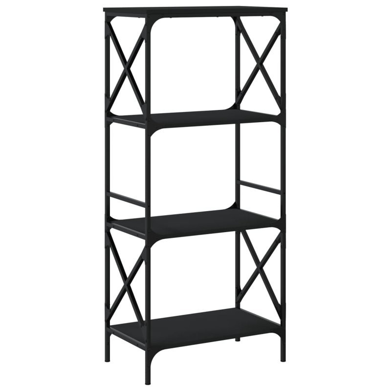 Étagère en fer Tyieshia, (4 tablettes) H 52 po x l 23 po x P 14 po, Noir
