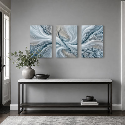 Abstrait art abstrait sur toile tendue sur toile, ensemble de 3 reproductions de peinture à l'huile pour salon