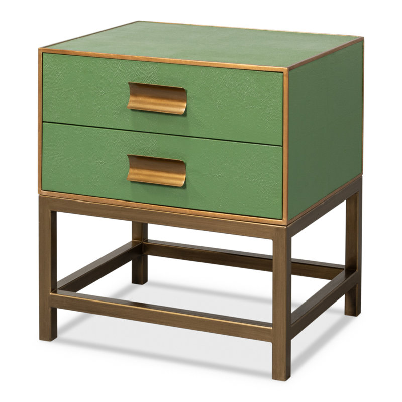 Shagreen 22'' W Solid Wood Nightstand, Green