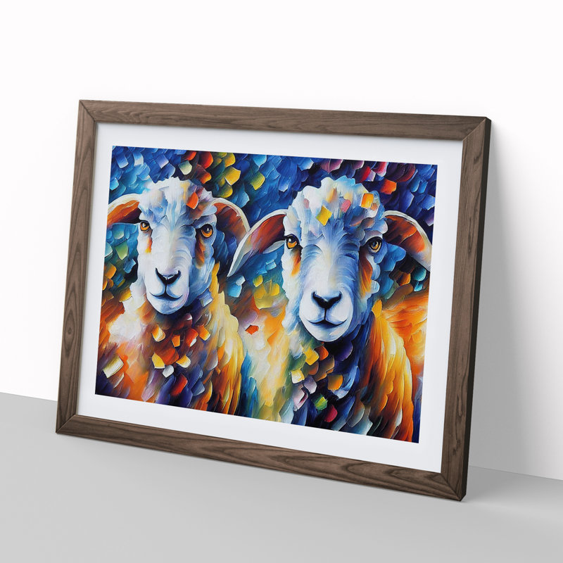 Sheep Vol.2 Abstract - Framed Print, 34cm H x 46cm W x 2cm D, Walnut