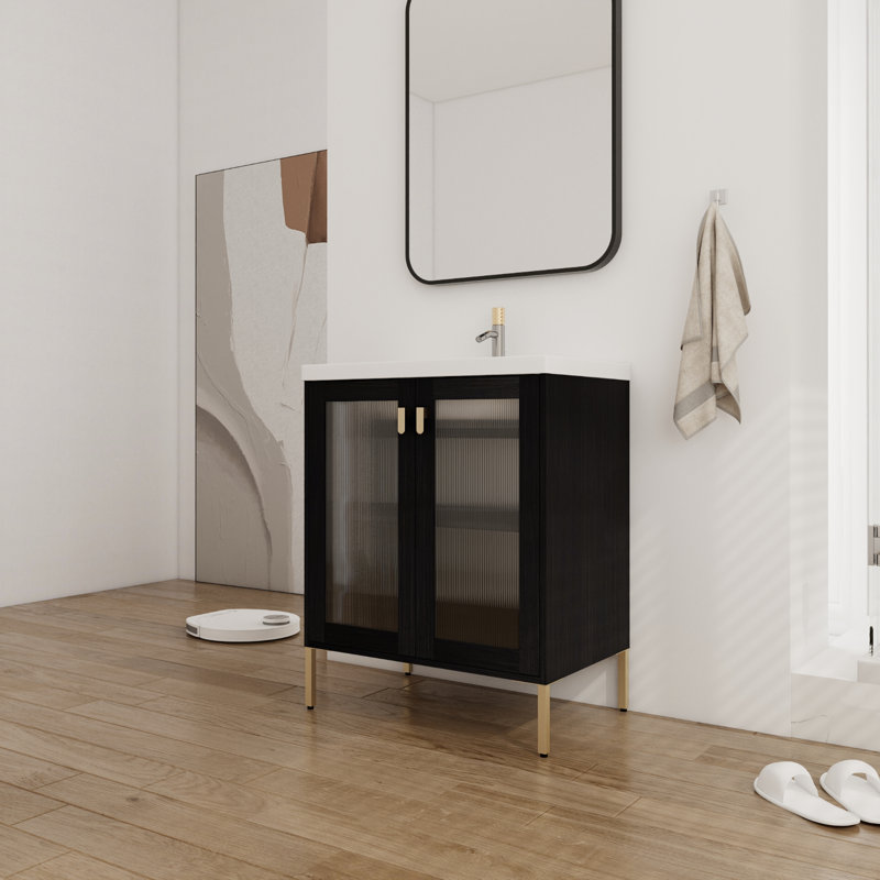 Ensemble de meuble-lavabo simple 28,14 po avec plateau en céramique Delmonde
