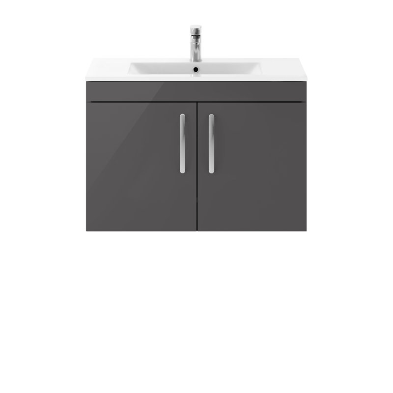 Athena 805 mm Single Vanity with Integrated Ceramic Basin, Gloss Grey