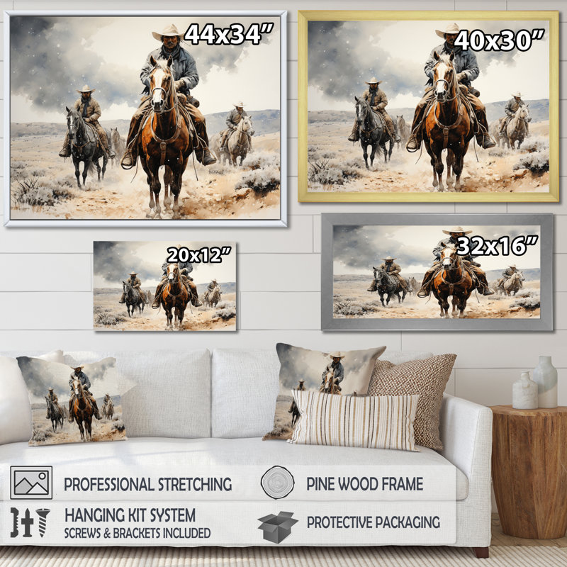 Western Dust and Grit I - reproduction d'art sur toile Western, H 12 po x l 20 po x P 1 po, Toile tendue