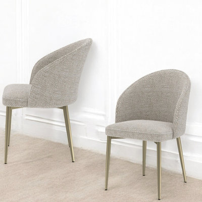 Champagne Fabric Side Chair 2 Bundle - Upholstered With Soft Materials Metal, Plywood Base 20" Seat Width, 17" Depth, 32" Overall Height, 220Lbs Weight Capacity