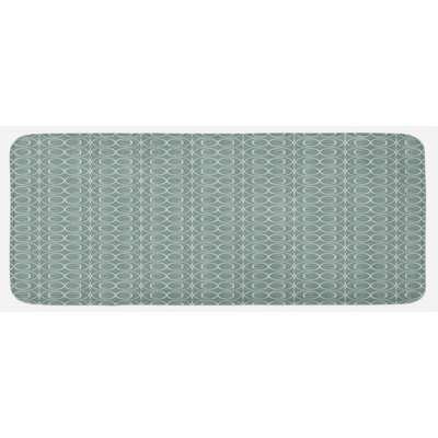 Tapis de cuisine ovale en forme de style ovale courbé médiéval style floral pâle sage