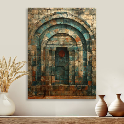 «Rustic Blue Door In Old Stone Façade», impression d'art mural de porte de ferme