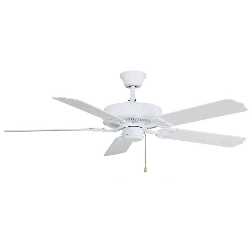 Ventilateur de plafond 5 pales 52" Builder, Blanc mat avec pales en verre blanc