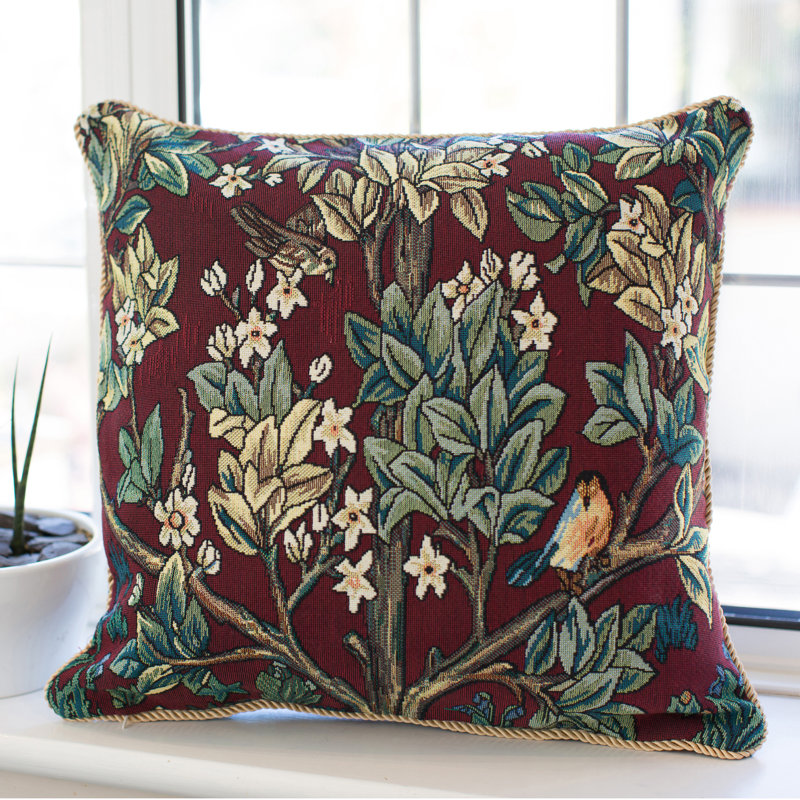 William Morris Red Tree of Life Tapestry Euro Pillowcase
