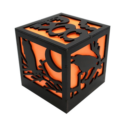 Battery Operated Lighted Orange Halloween Box