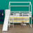 Wood House Loft Bed With Slide, Storage Shelves And Light, Climbing Ramp-1027695982