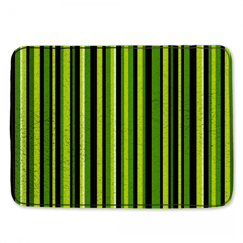Tapis de bain à rayures, L 24 po x L 17 po, Rayures vertes