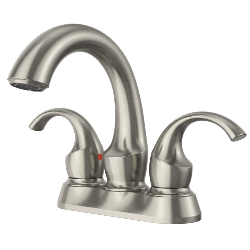 Robinet de salle de bain central 4 po avec bonde escamotable, Nickel brossé