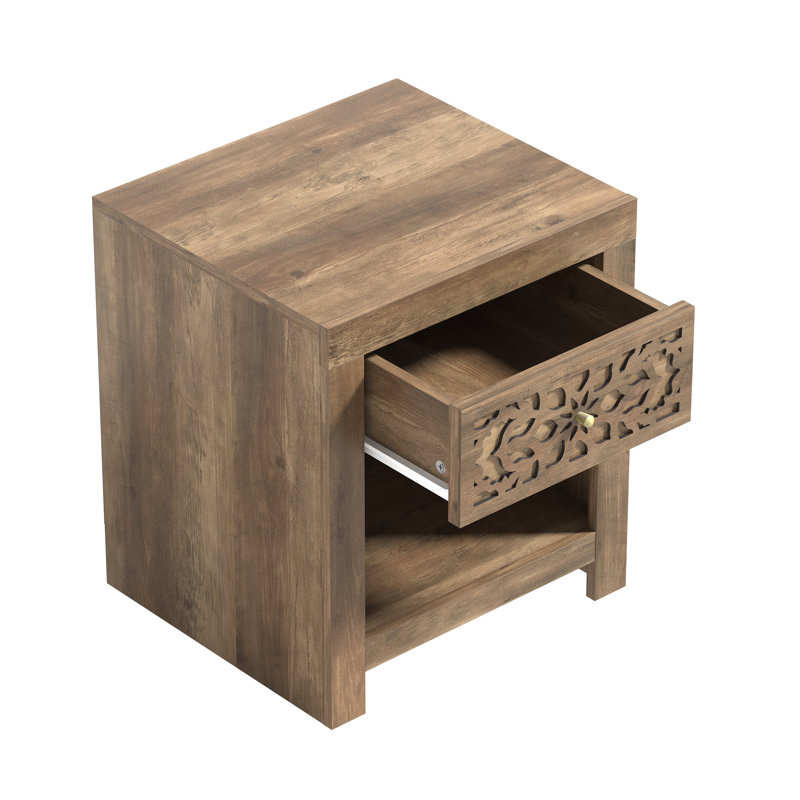 Table de chevet 1 tiroir Lukasik, Chêne noueux