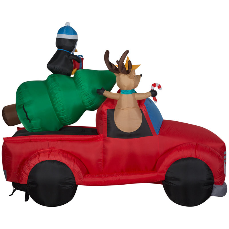 Lumières de Noël Airblown® Père Noël gonflable dans un camion d'époque