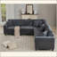 Ensemble de canapé modulaire surdimensionné surdimensionné, canapé en L, velours côtelé, rembourré, assise profonde, 5 places, 5 coussins décoratifs et 6 coussins de dossier, salon, appartement-1925587836