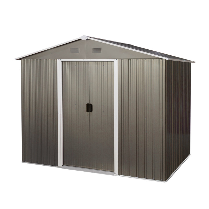 Remise de rangement extérieure en métal 8 pi x 6 pi avec base de plancher