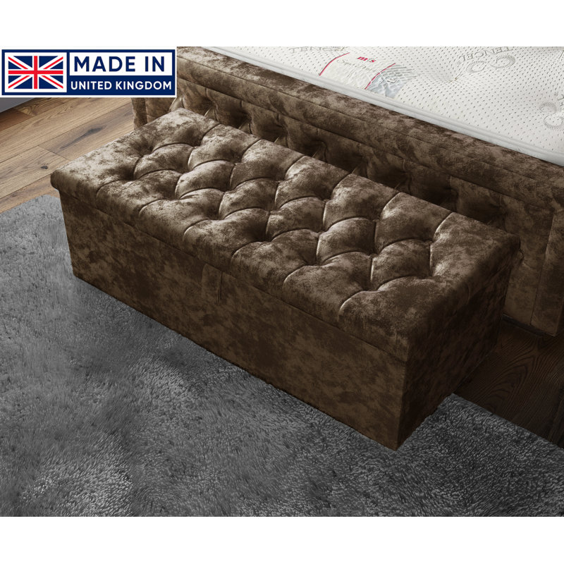 Felica 102cm Wide Tufted Rectangle Storage Ottoman with Hydrolic Arm, Truffle