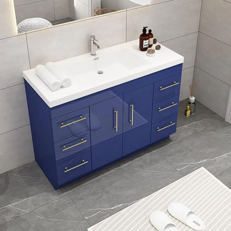 Ensemble de meuble-lavabo simple 47 po, Bleu nuit brillant
