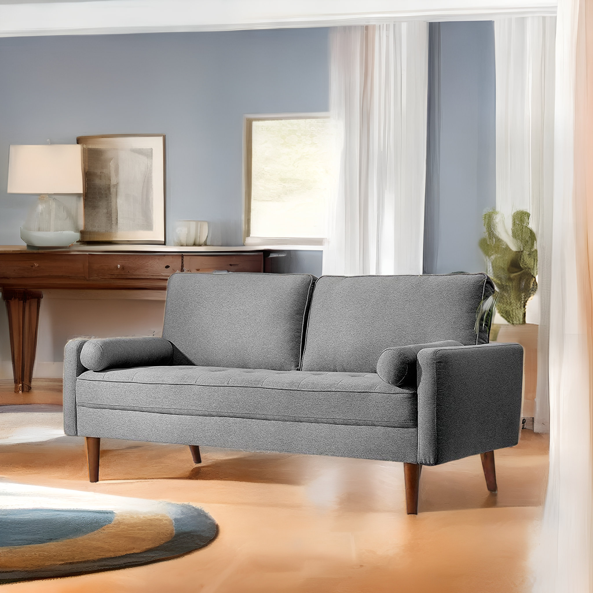 Linen Loveseat Sofa Couch with Removable Back and Seat Cushions