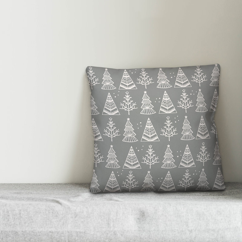 Geometric Pillow Cover, 16" x 16", Gray