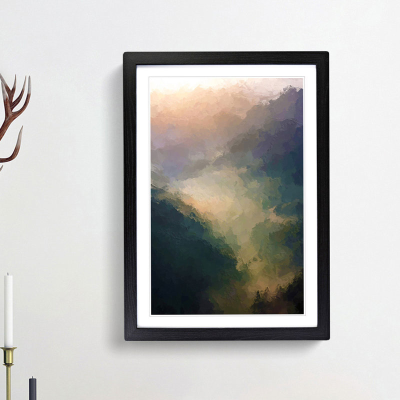 Valley Mist in Abstract - Picture Frame Graphic Art Print, 60cm H x 40cm W x 2cm D, Black