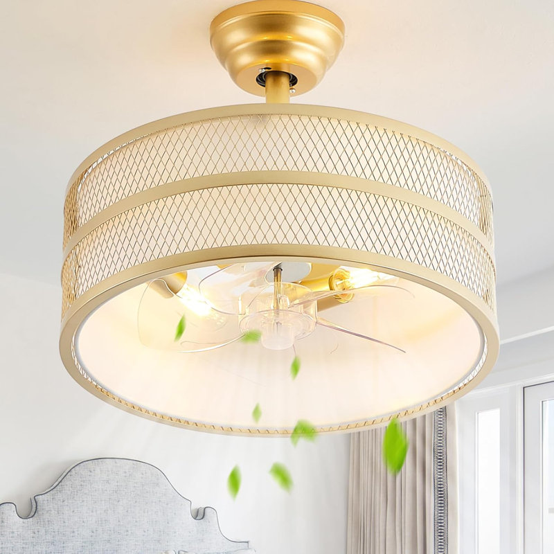 Boho Chandelier Ceiling Fan With Light And Remote Control, Mid-Century Modern Gold Fandelier With 6 Speeds, Reversible Motor And Timer For Bedroom, Living Room, Nursery