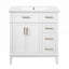 Meuble-lavabo de salle de bain avec lavabo en céramique, armoire de rangement moderne, portes à fermeture douce, tiroirs profonds et standards, idéal pour les petites salles de bain
