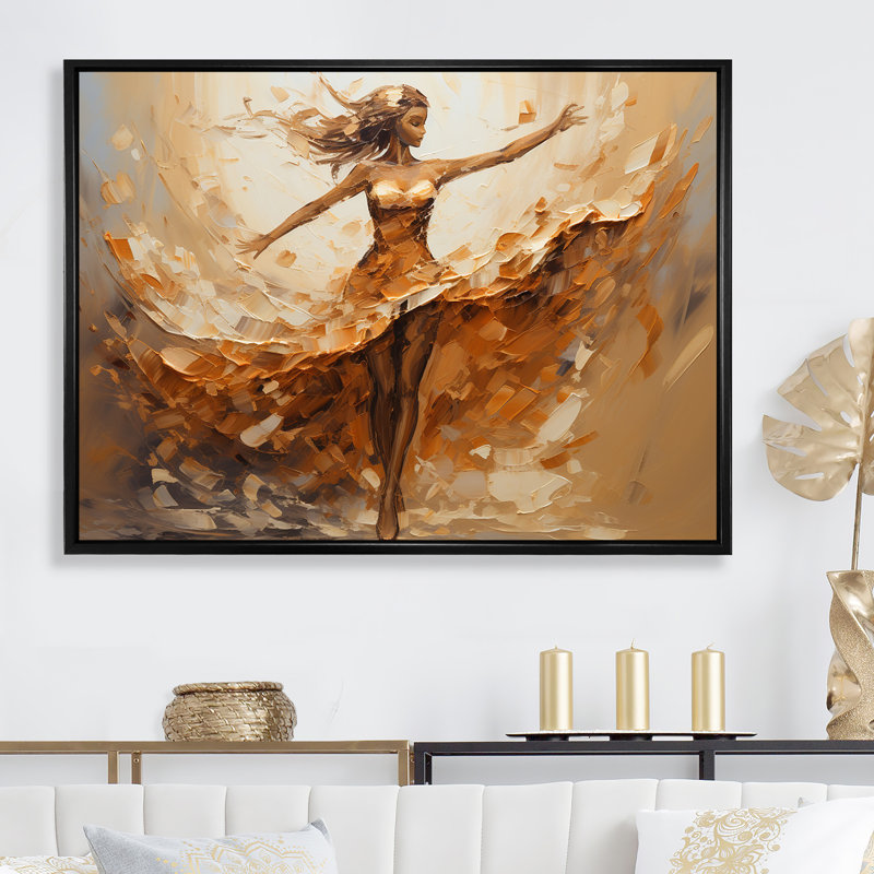 «Coffee Beans Woman Ballet», reproduction d'art sur toile, Cadre flottant noir, H 34 po x l 44 po