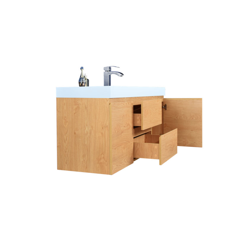 Base de meuble-lavabo simple 47 po mural seulement, Chêne anglais