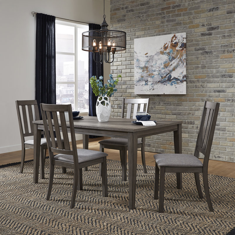 Carlson 4 Person Rectangular Dining Table Set w/ Slat Back Side Chairs