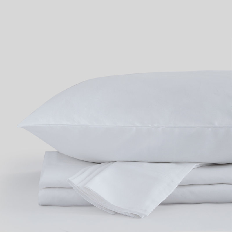 Percale 300 Thread Count Organic 100% Cotton Percale Sheet Set, White, Queen Sheet Set + Fitted Sheet + 2 Pillowcases