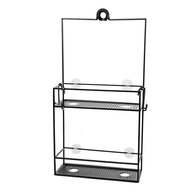 Shower Caddy Hanging Shelf with Hooks Suction Cups Stainless