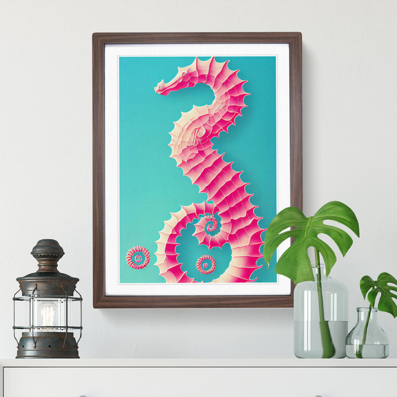XV1022-2721X Mesmerising Seahorse - Single Picture Frame Print, 64cm H x 46cm W, Brown