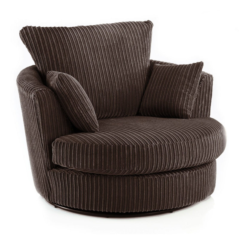 Stout Upholstered Swivel Barrel Chair, Brown