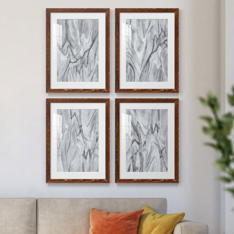 Marbré blanc I - ensemble de 4 reproductions de cadres photo, Érable, H 37,5 po x l 110 po x P 1,5 po