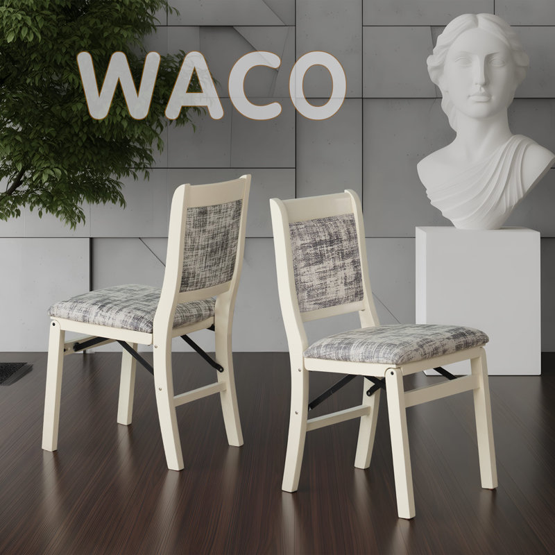 Chaises de salle à manger Waco avec siège en similicuir, dossier 3-X, ensemble de 2, finition bois de lin blanc