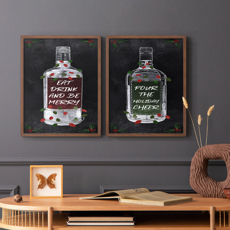 Be Be Merry Wine - reproduction encadrée de qualité supérieure - prête à être accrochée - aucun clou requis - aucun clou requis