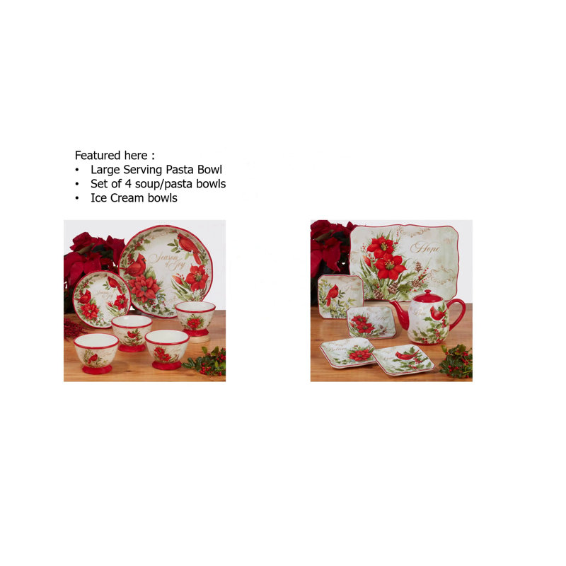 Winter's Medley Colorful Ceramic Rectangular Serving Platter
