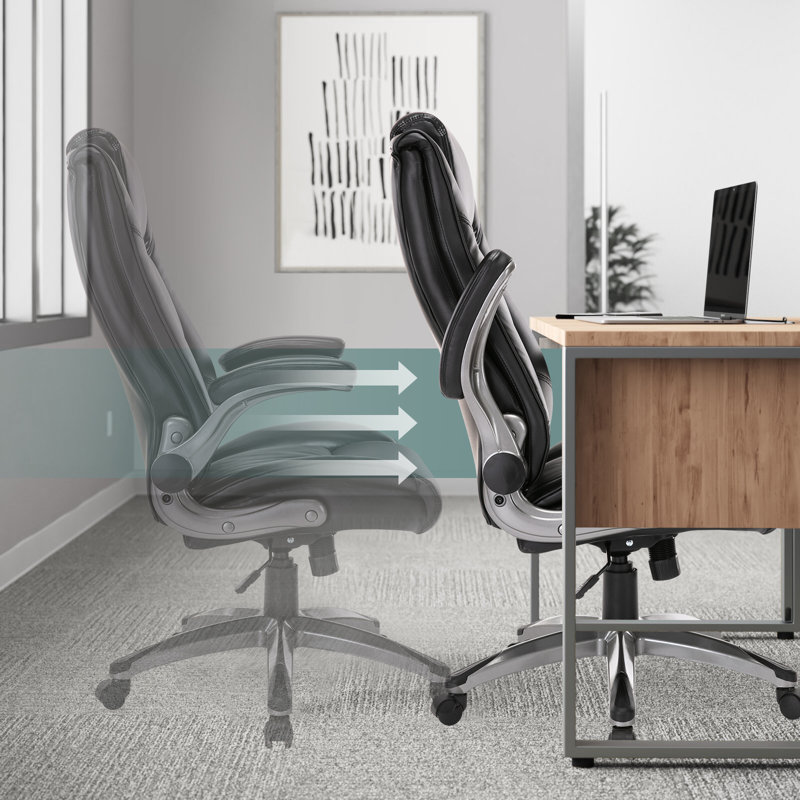 Fauteuil de direction ergonomique à haut dossier avec accoudoirs rembourrés réglables, Noir, noir, noir, noir