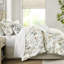 Couette 6 pièces en coton imprimé King, motif floral rafraîchissant, 300 fils/cm², douceur incomparable, literie coordonnée comprenant taies d'oreiller à volant et coussins décoratifs imprimés, couleur naturelle