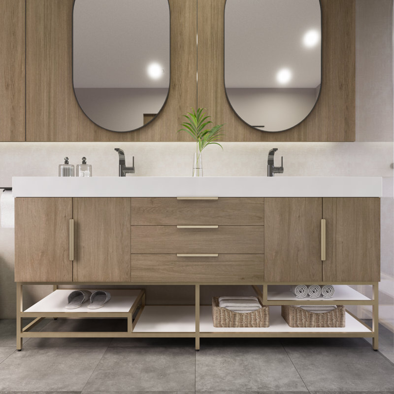 Ensemble de meuble-lavabo double 72 po Edgemont, Chêne clair