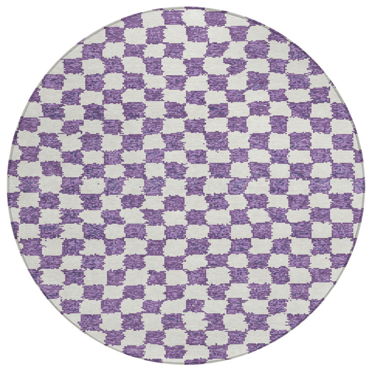 Machine Washable Indoor/Outdoor Xhevrie Purple Rug