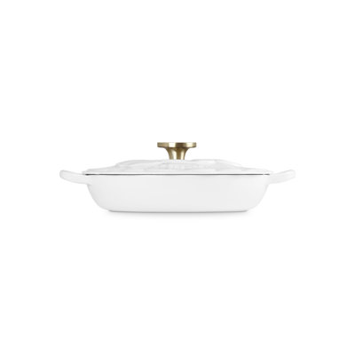 Le Creuset Enameled Cast Iron Signature Petal Braiser 2.5Qt - White, Crucible Ss Knob