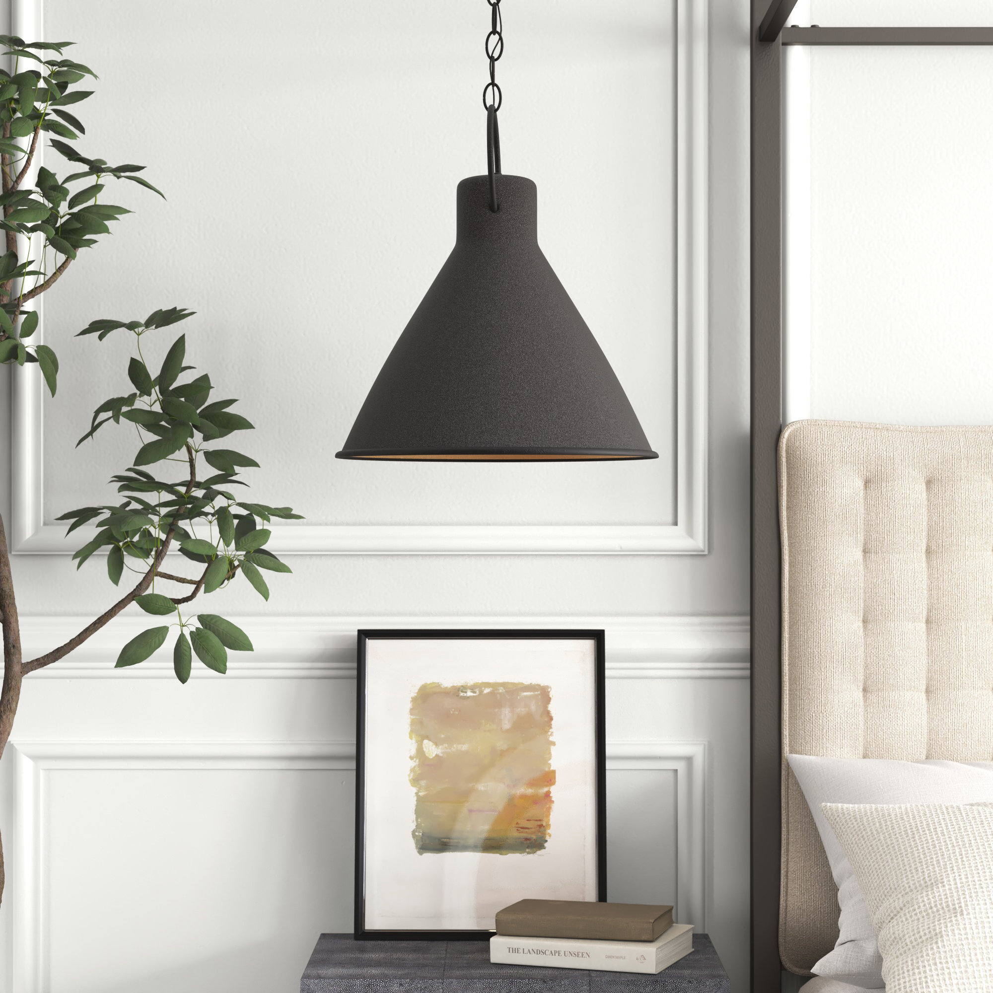 Amara Single Light Metal Dimmable Pendant, Polished White, 21.5" H x 18" W x 18" D