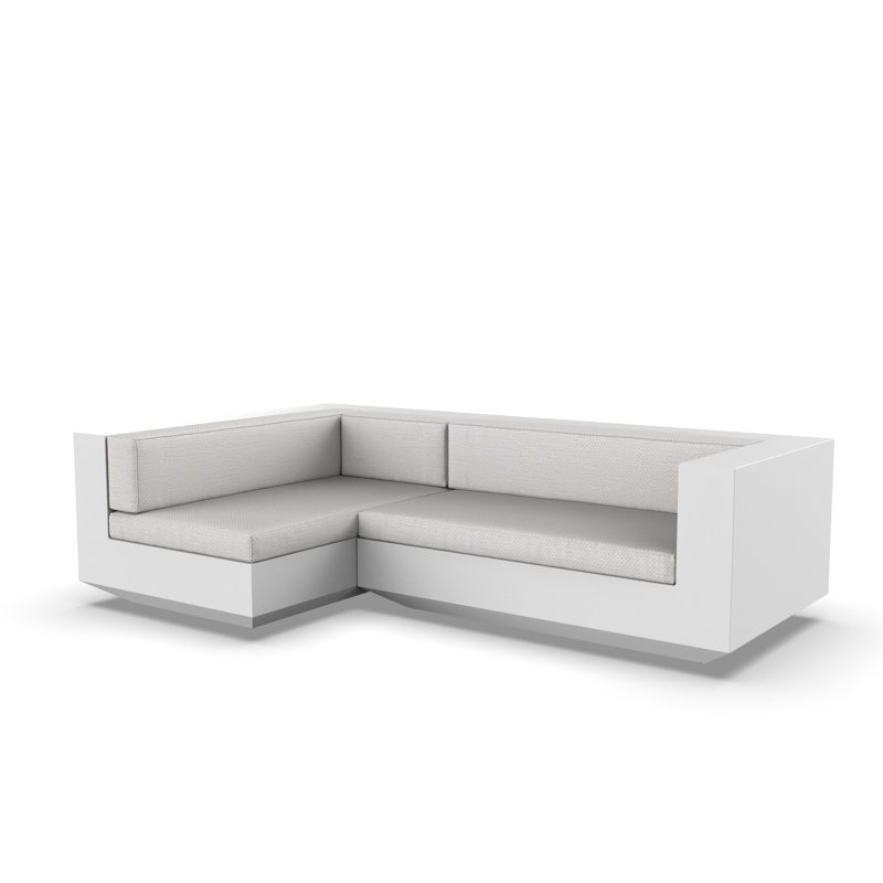 Canapé modulaire d'extérieur avec coussins 102,25 po Vela, Accoudoir à droite (vu de face), Blanc, Blanc