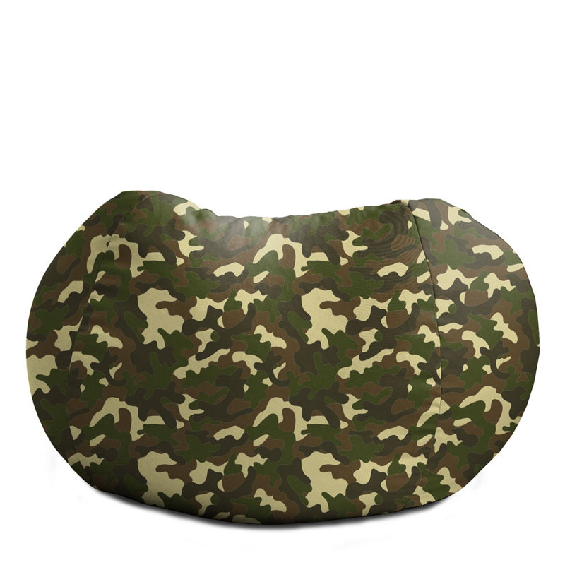 Printed Camouflage Medium Beanbag And Footstool Bundle, Green