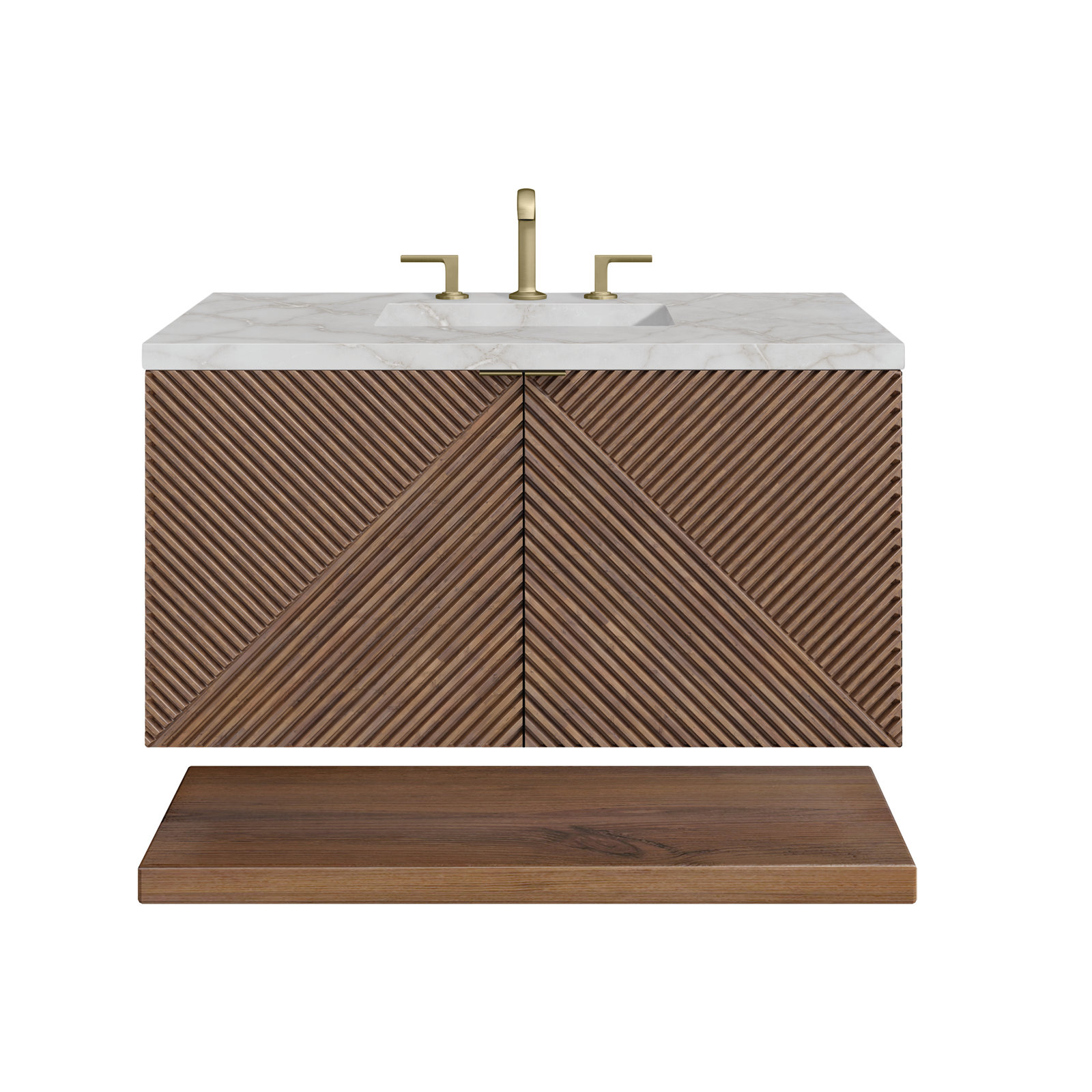Marcello 36'' Single Bathroom Vanity, Victorian Silver Quartz, 8" Widespread