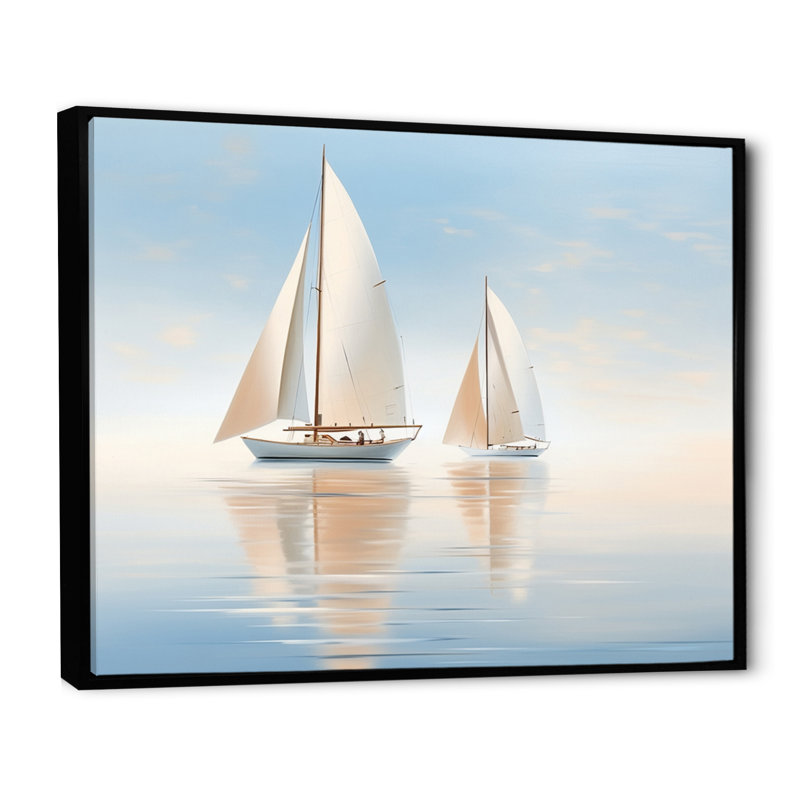 Sailboat Harmonious Tides I - Sailing Boat Wall Art Prints, H 30 po x l 40 po x P 1,5 po, Cadre flottant noir