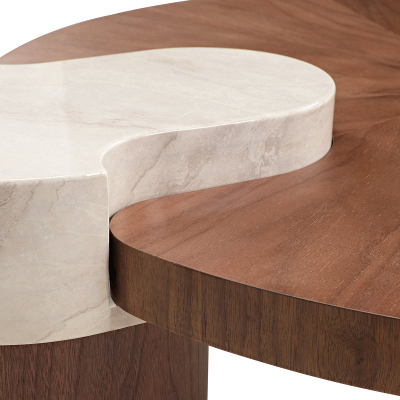 Irregular Round Solid Wood Walnut Coffee Table