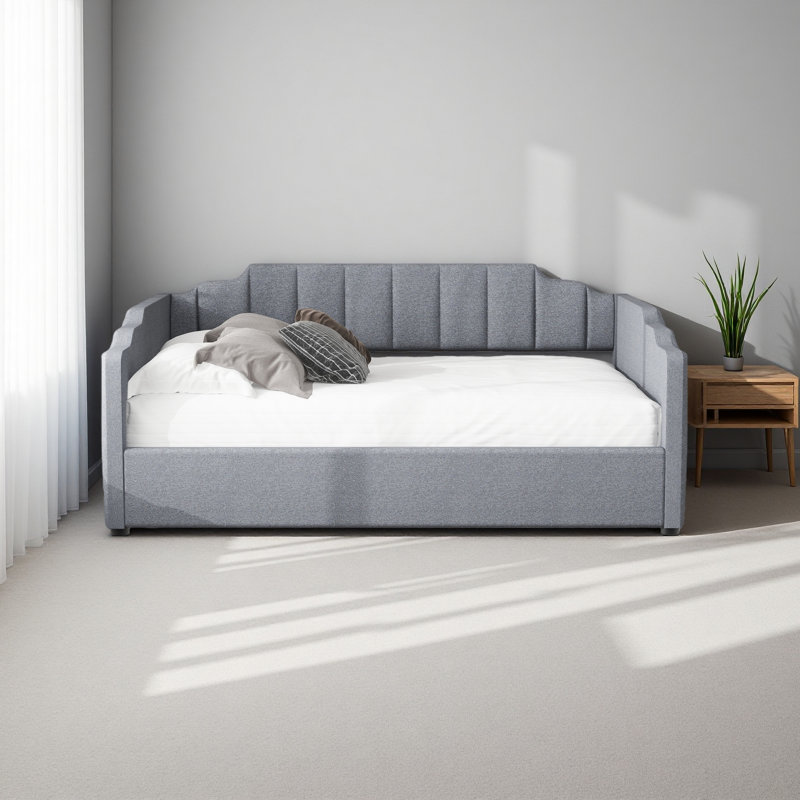 Upholstered Daybed With Underneath Storage,Full Size, Gray